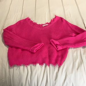 Bright pink slightly cropped sweater